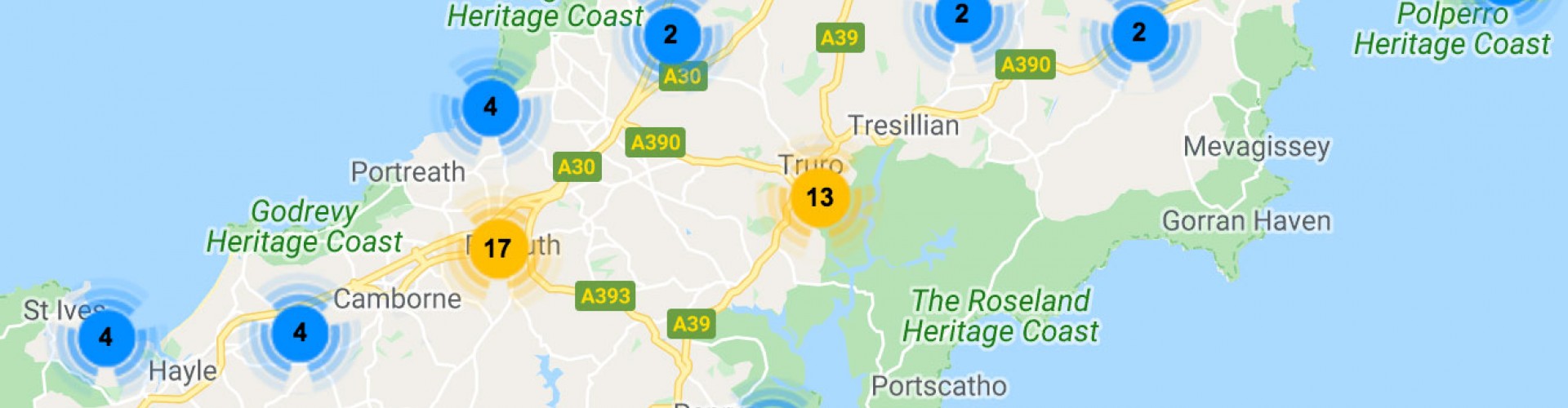 Map Cornwall hotspots|lacuna business