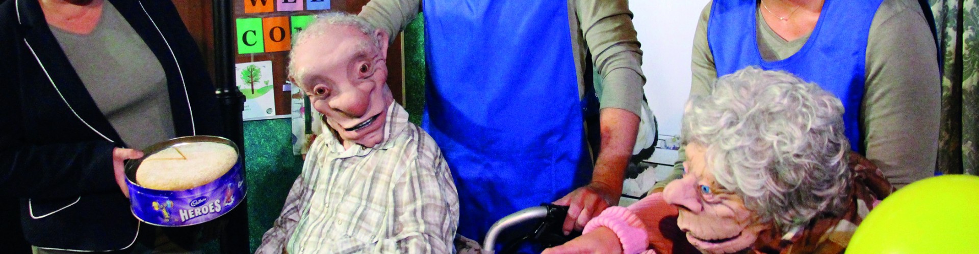 actors and puppets of elderly people