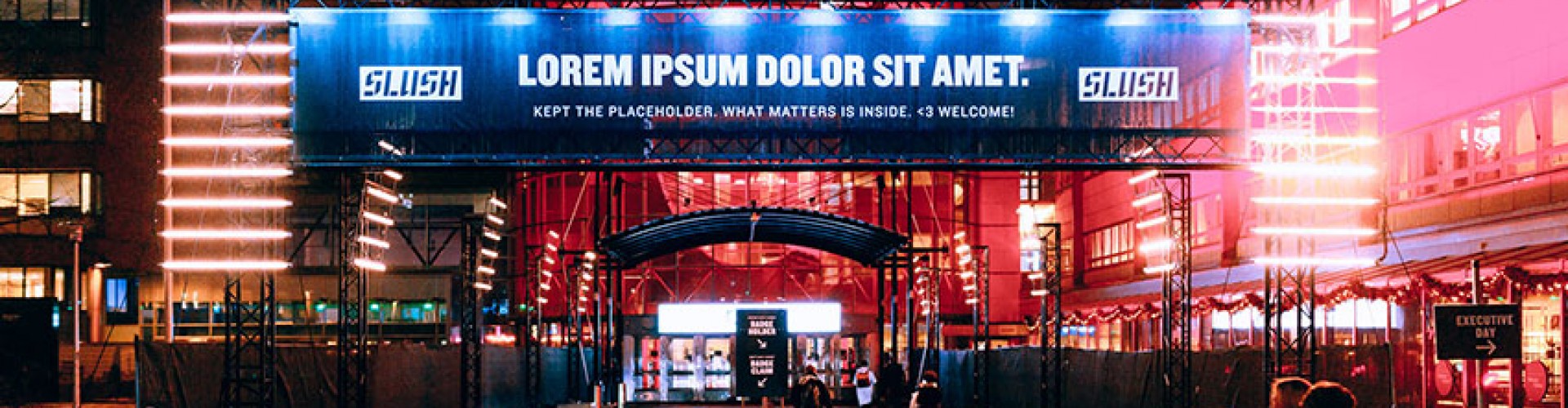 Banner outside entrance to slush