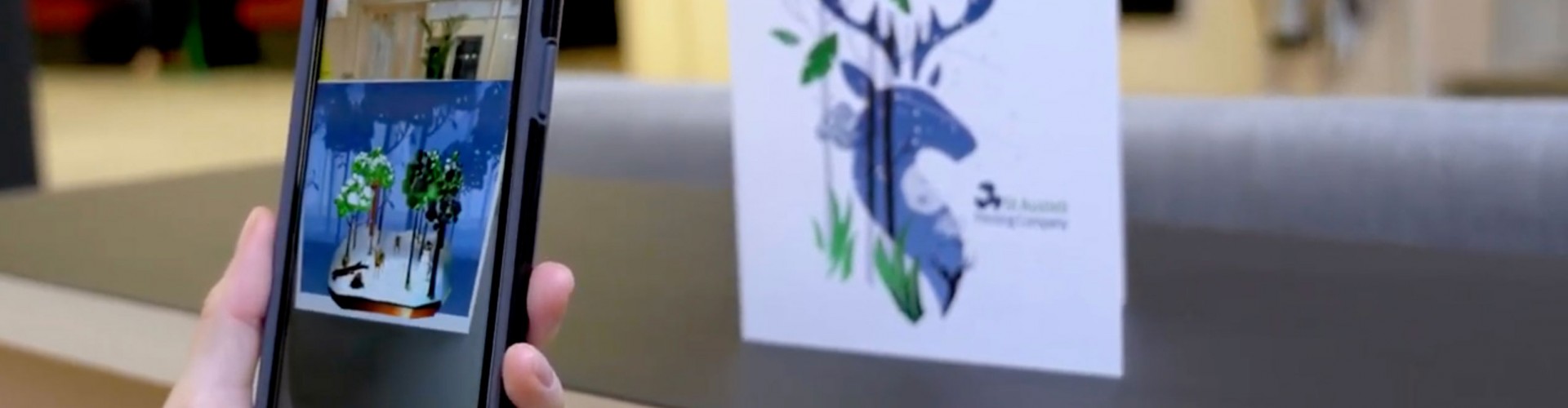 mobile phone showing digital print Augmented Reality