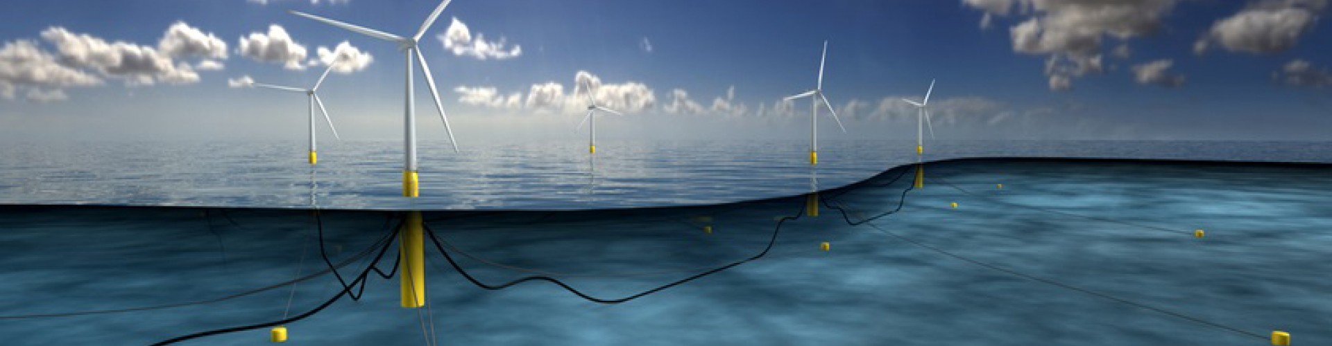 CGI still of floating wind turbines