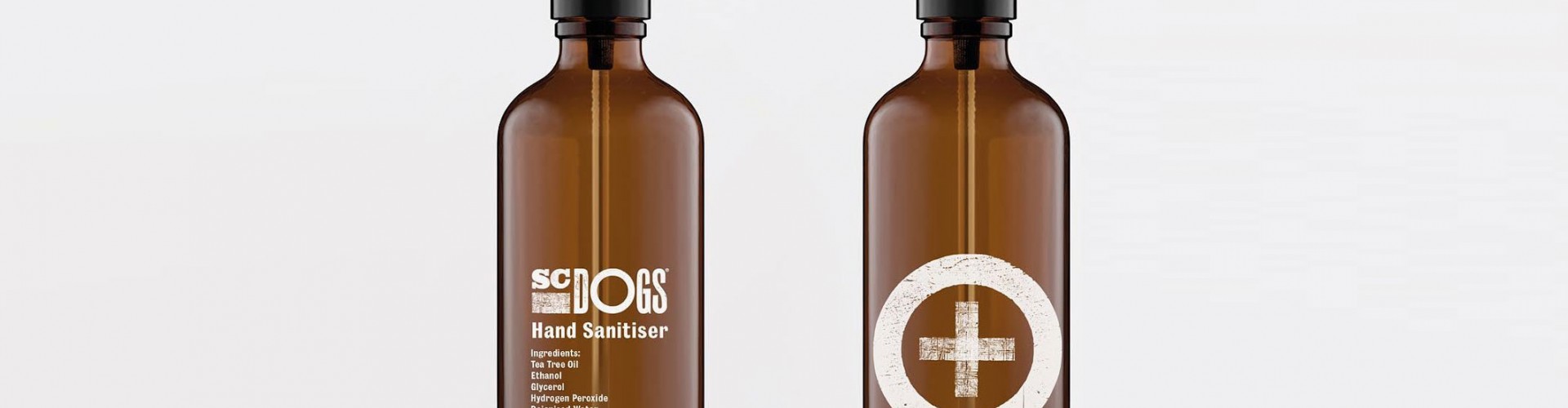 SC Dog hand sanitiser product on white background