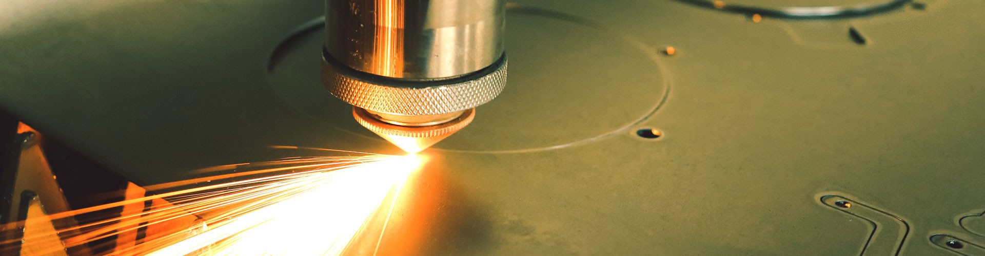 laser cutter close up with sparks