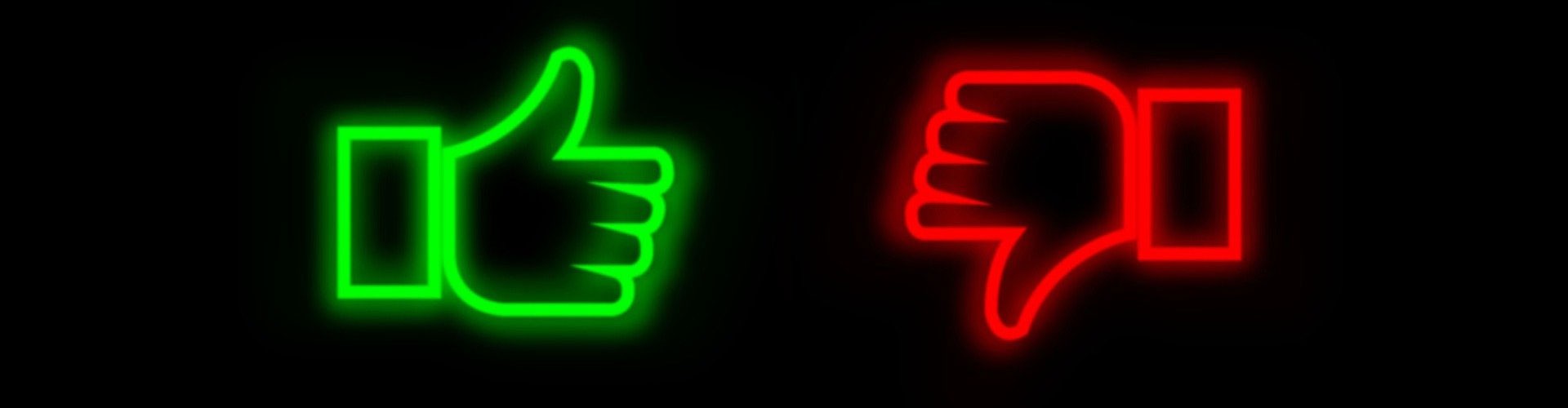 green thumbs up and red thumbs down symbols