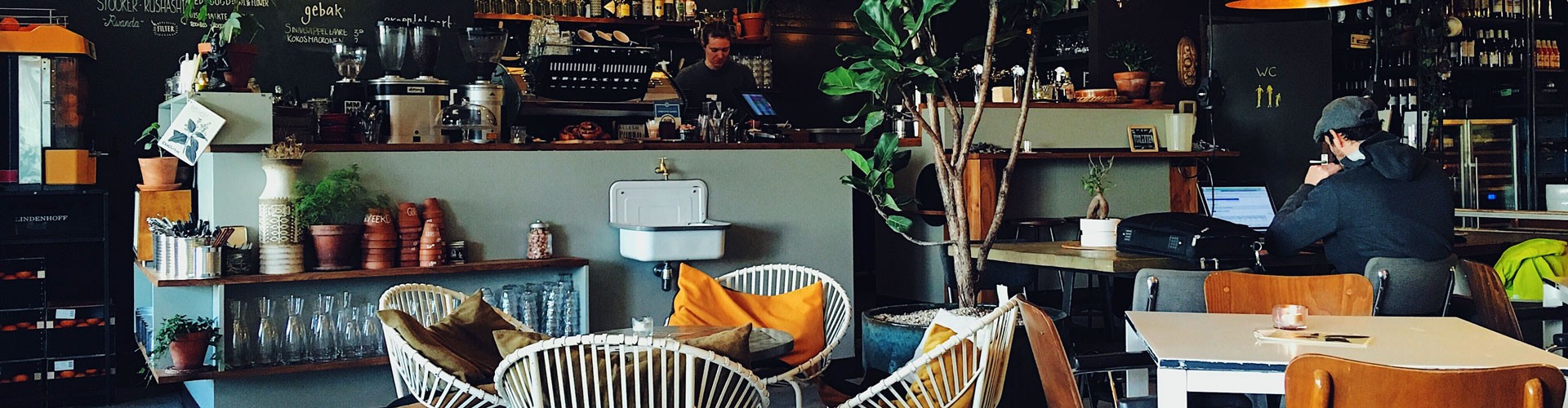 one man in a cafe