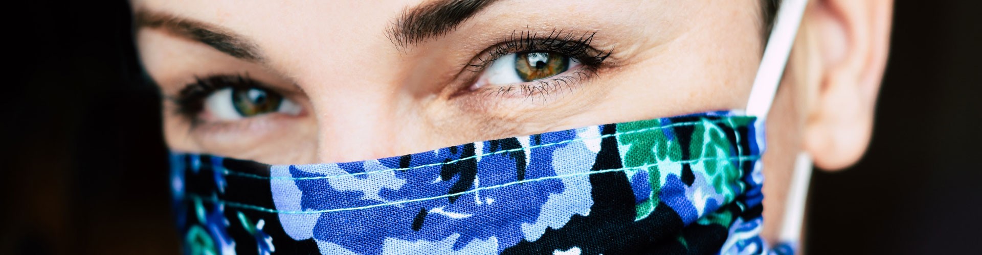 close up of woman wearing a non medical face mask