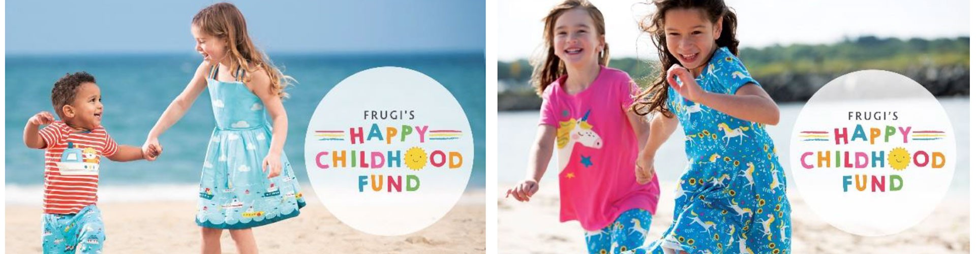 happy kids on beaches wearing Frugi clothes