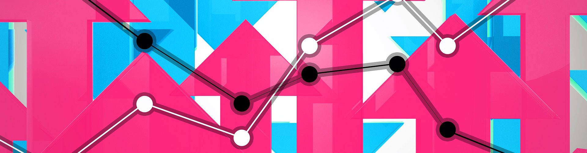 pink up arrows blue down arrows chart graphic