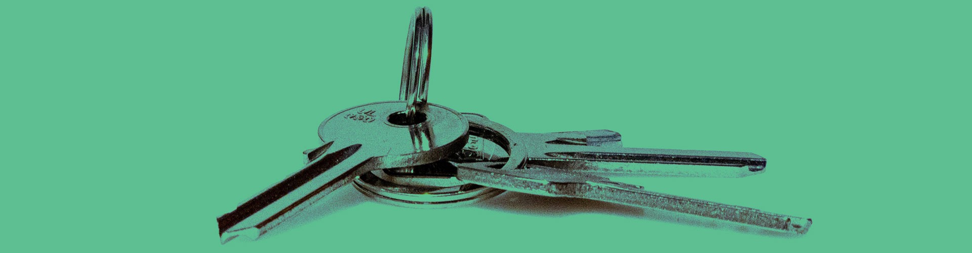house keys in green overlay