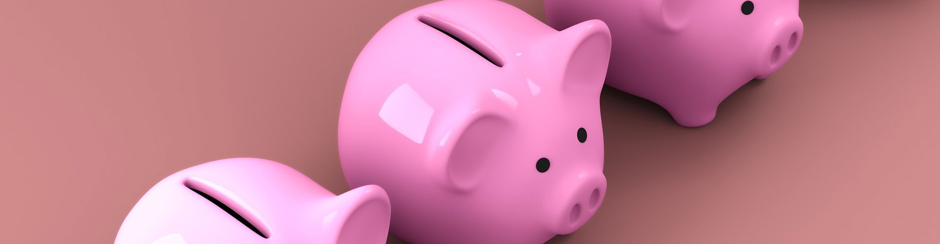 line of piggy banks