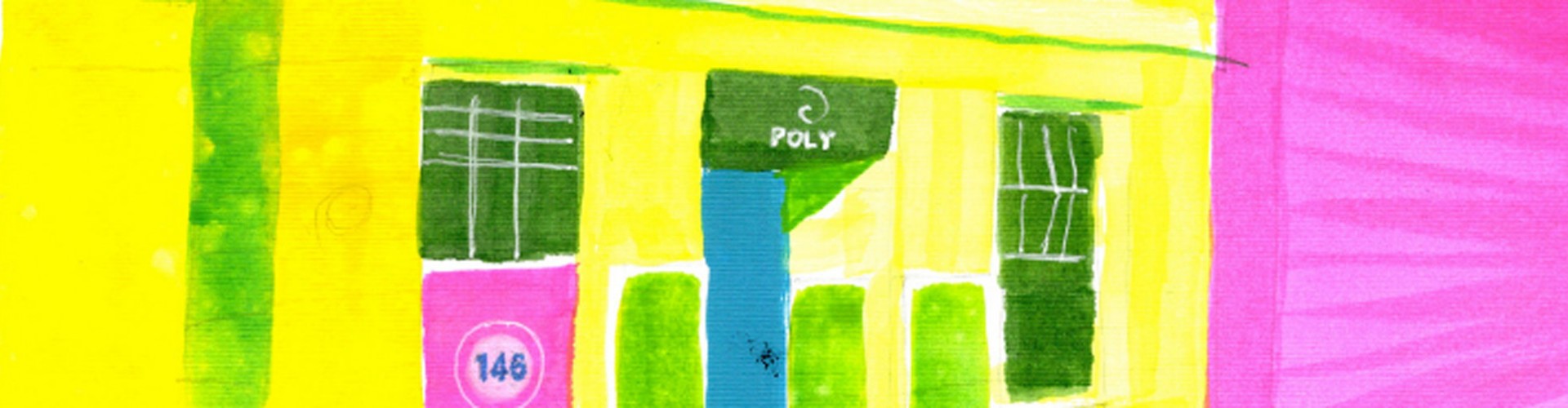 detail from colourful painting for The Poly Falmouth