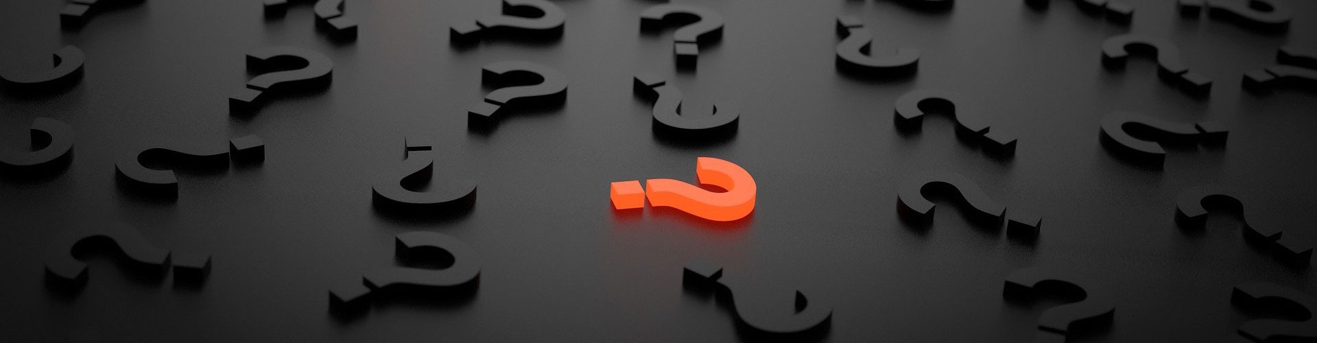 red 3d question mark on black background with black 3d question marks
