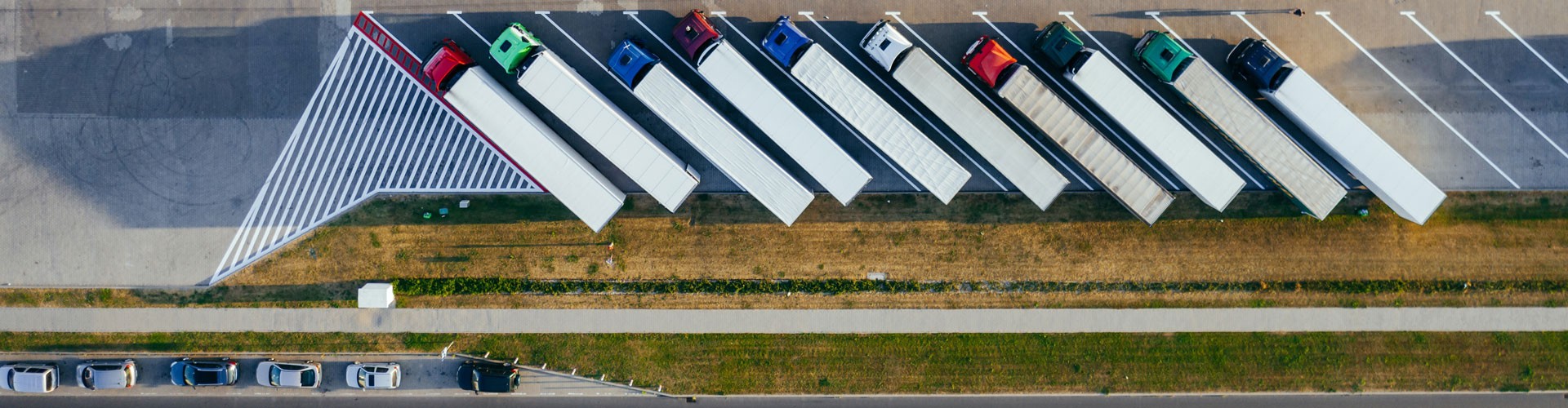 lorries parked - view from above