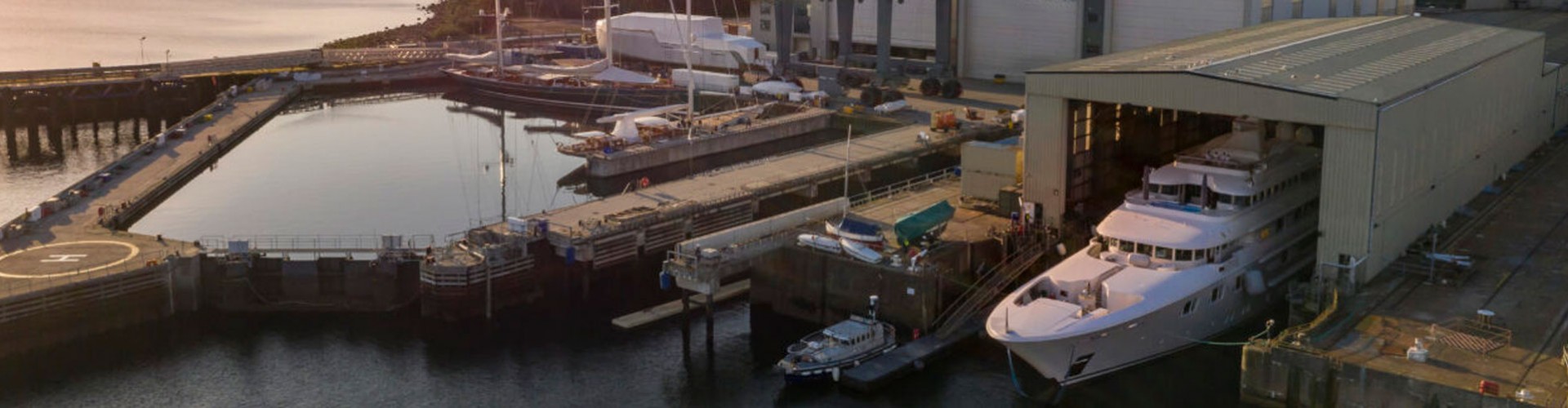 arial shot of Pendennis shipyard