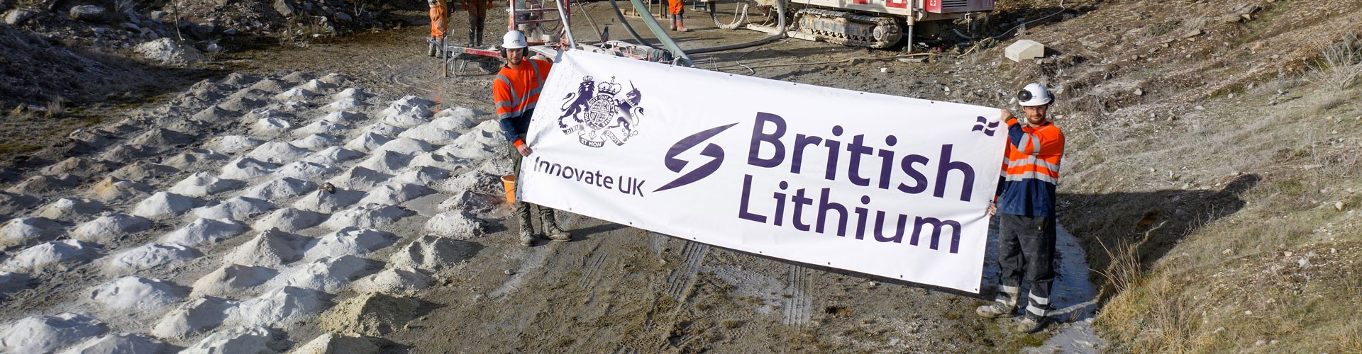 British Lithium workers and machinery on site in Cornwall