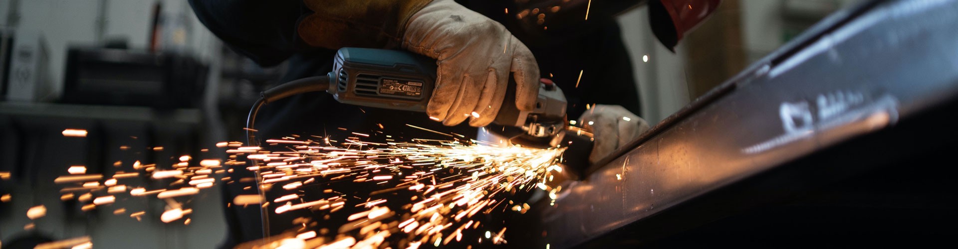 sparks as metalworker works