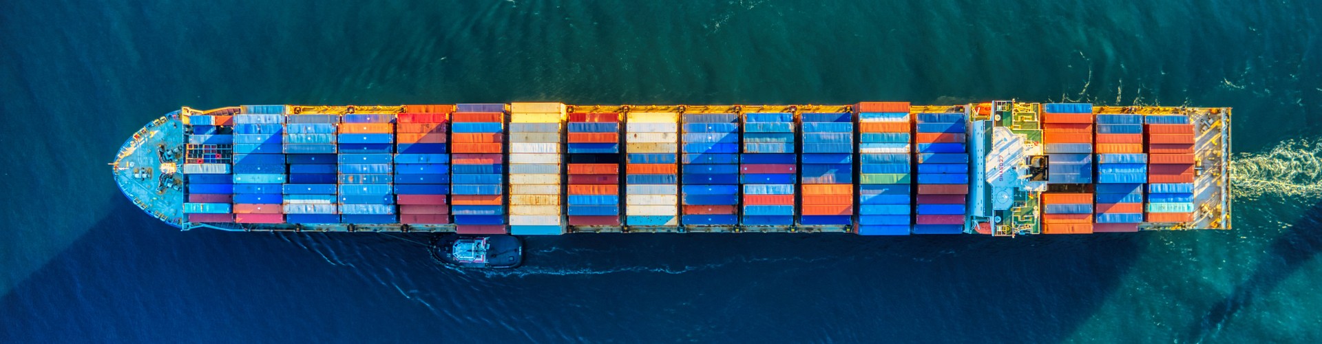 container ship from above