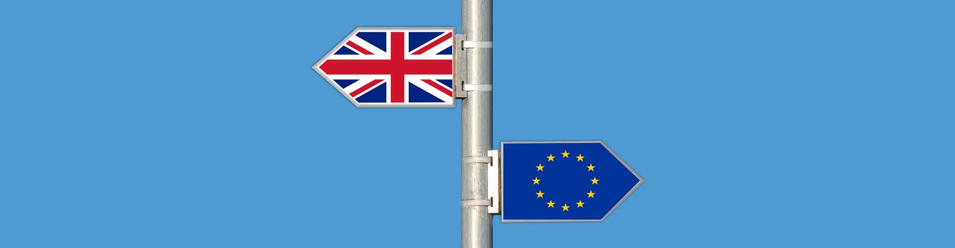 EU brexit flags signpost