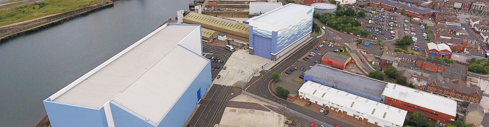 arial shot of testing facilities