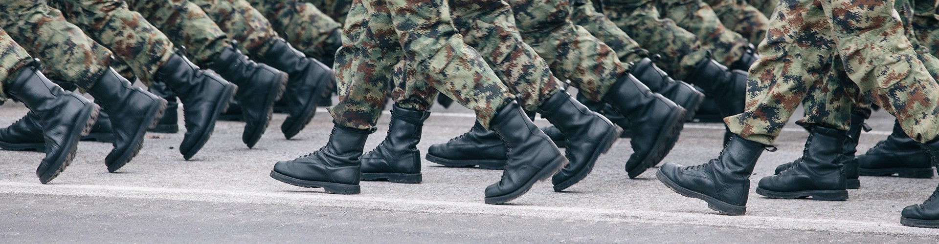 walking in army uniform