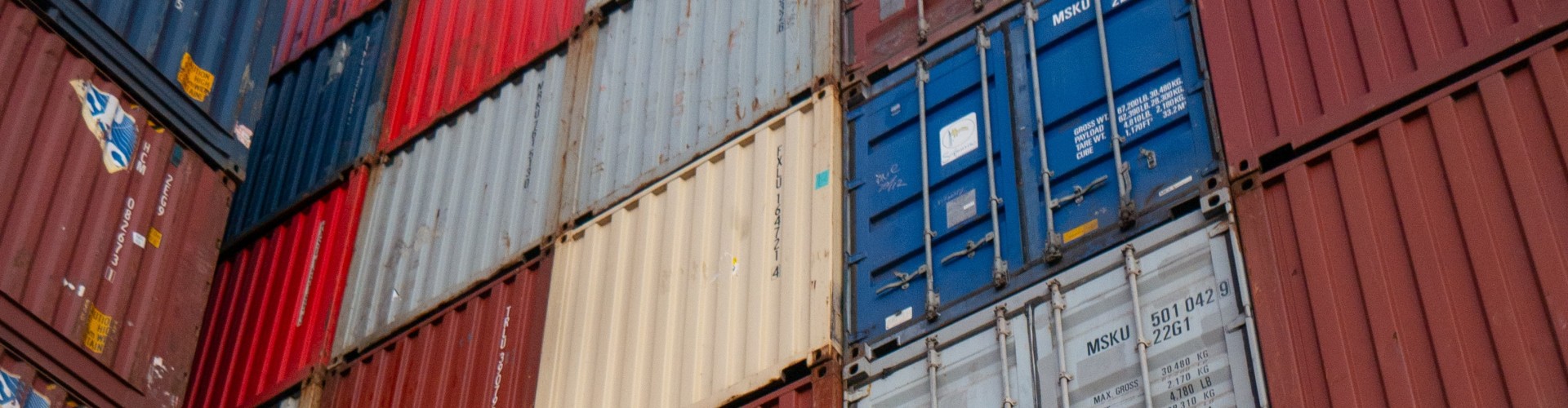 Shipping containers stacked