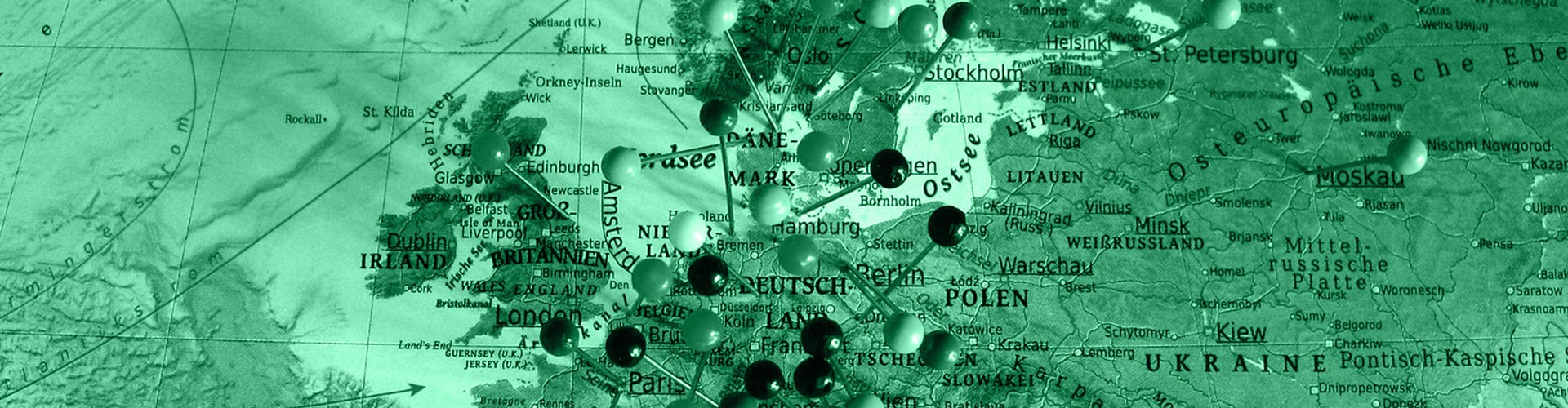map of europe with pins