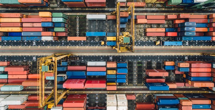 shipping containers from above