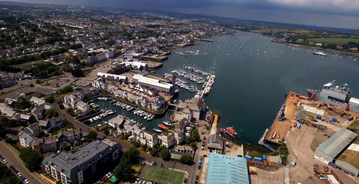 arial view of falmouth harbour
