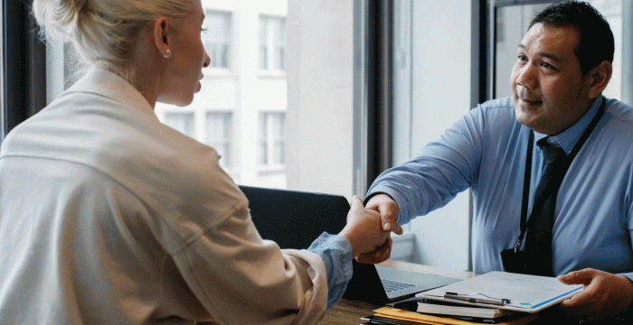 Meeting with a handshake