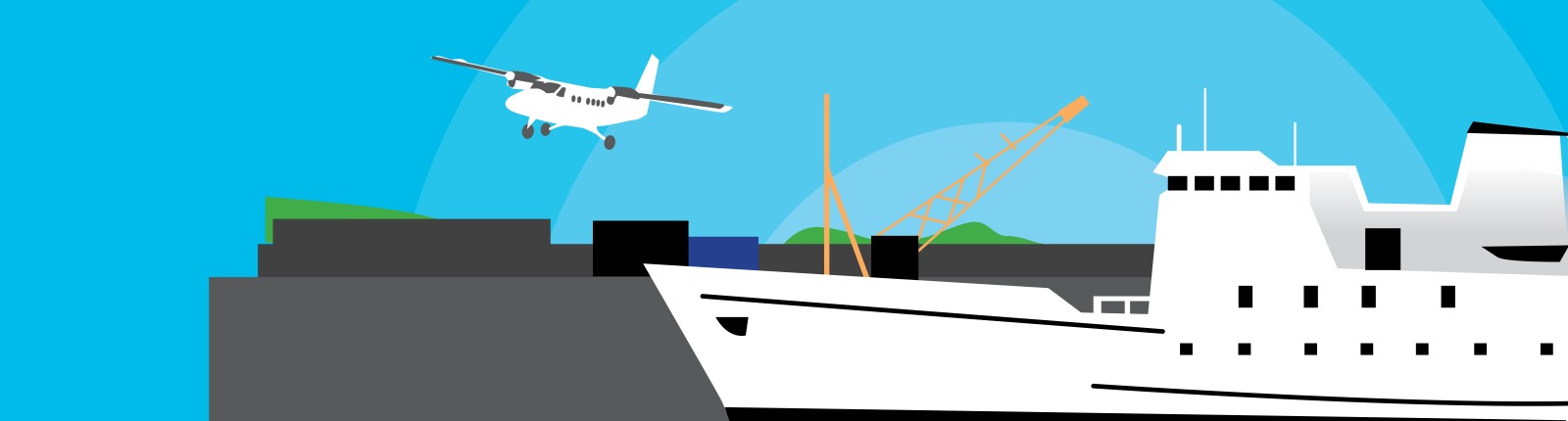 Boat and plane graphic 