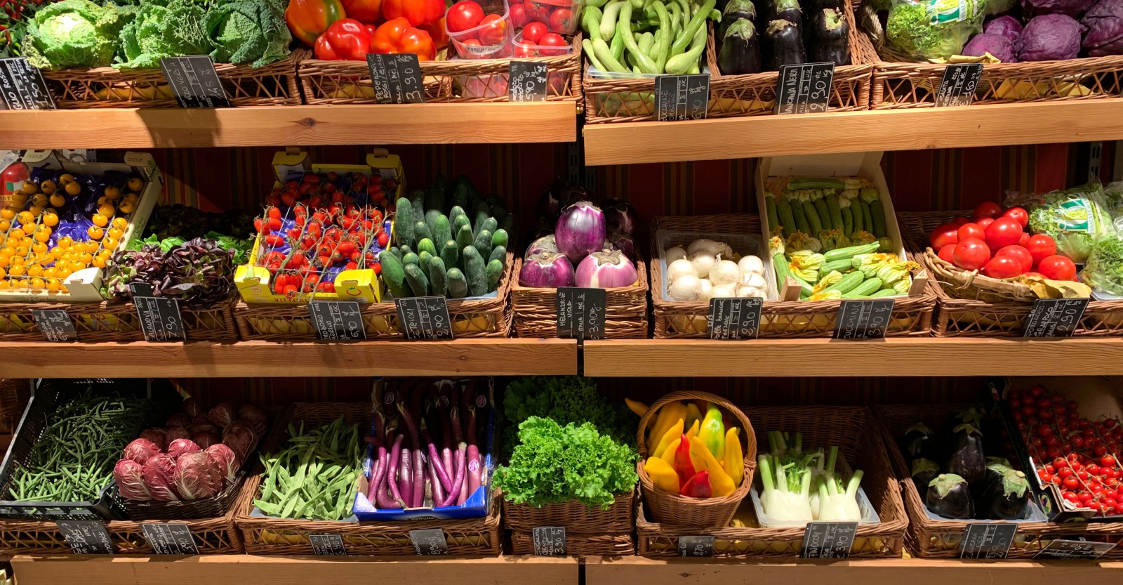 Shelves of vegetables