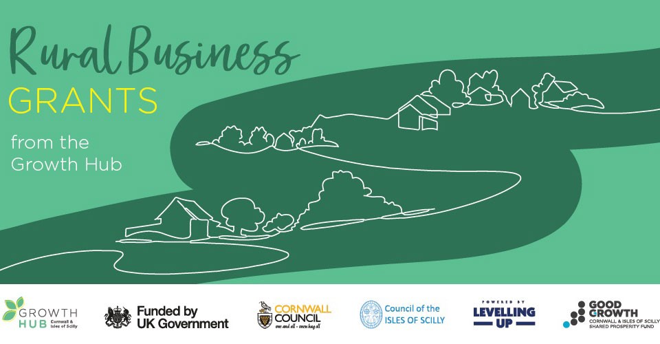 Rural Business Grants - white line illustration of countryside