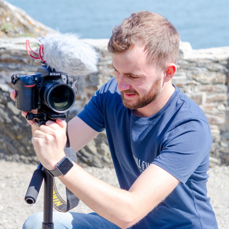 bull and wolf man with camera exterior